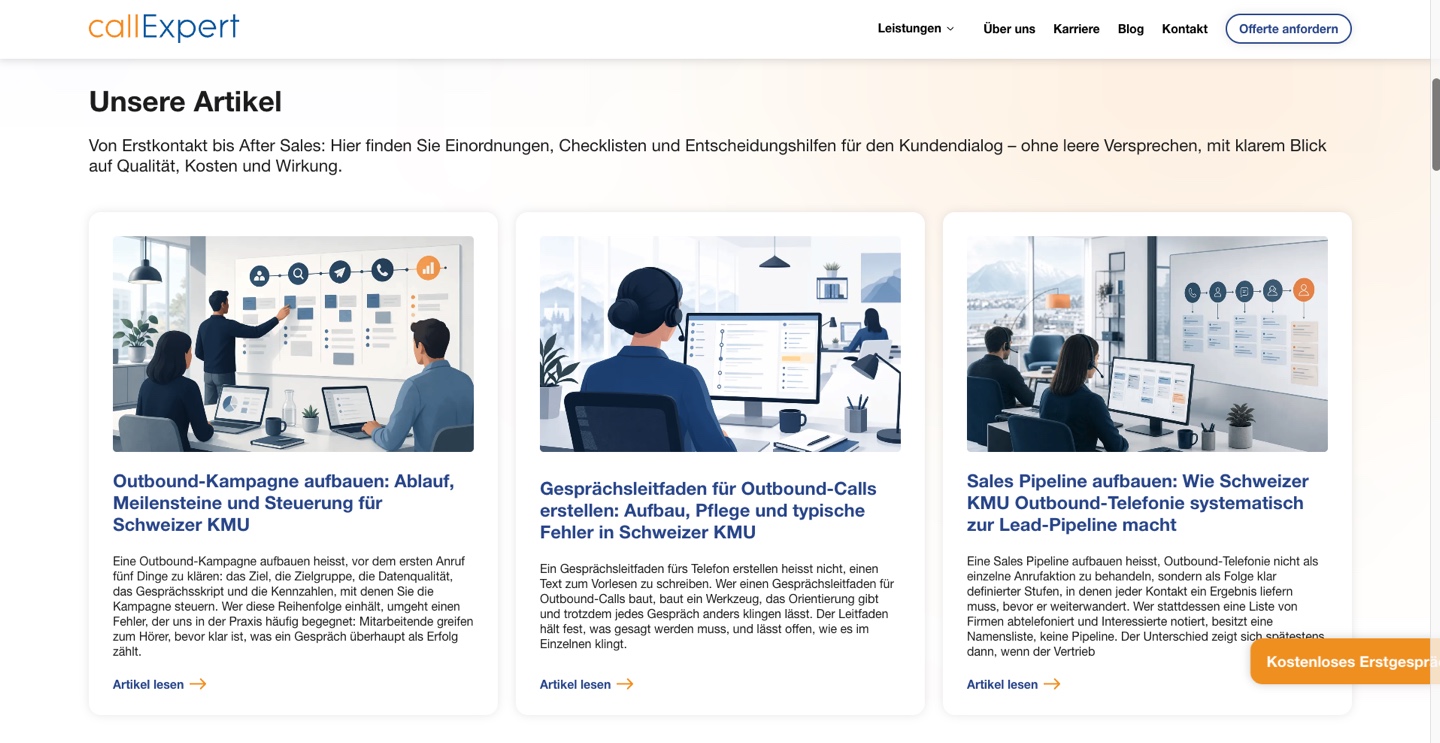 Übersicht der callExpert Blogartikel