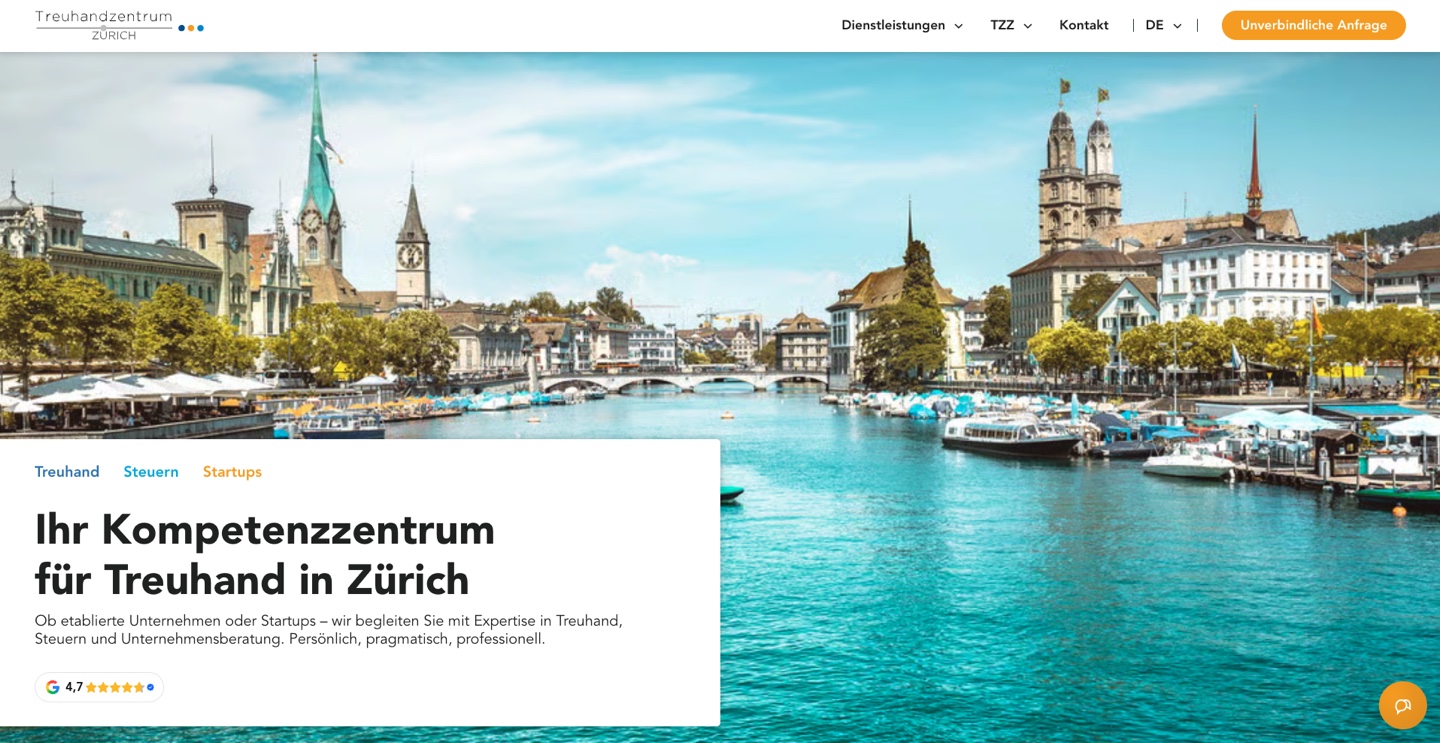 Website des Treuhandzentrum Zürich