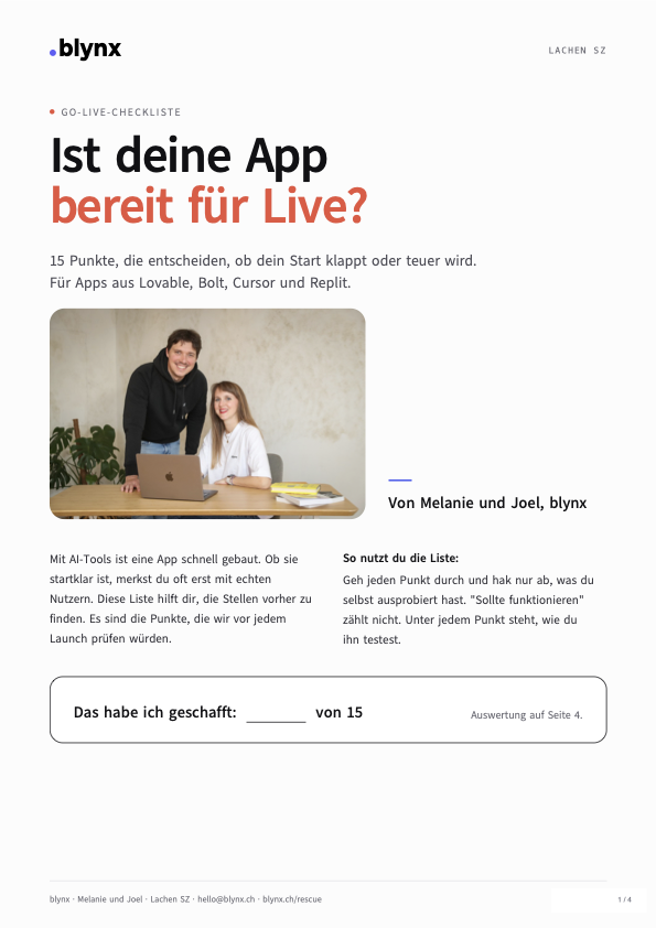 Titelseite der blynx Go-Live-Checkliste: Ist deine App bereit für Live?
