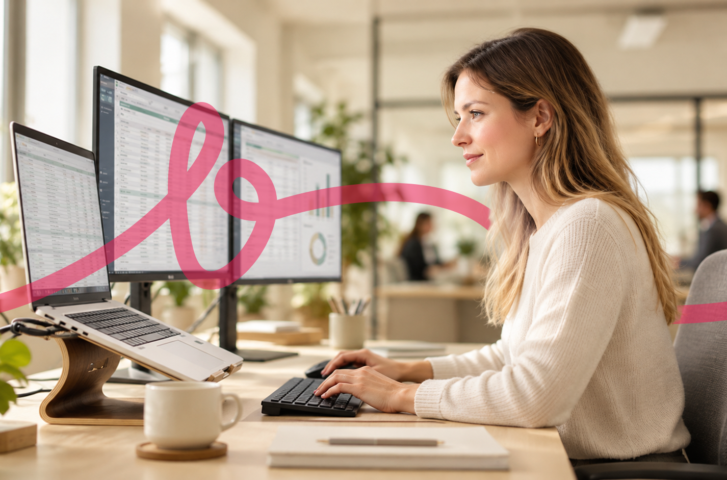 Treuhänderin arbeitet an digitalen Buchhaltungsübersichten